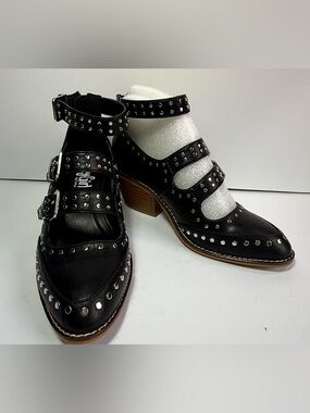 Hey Girl Corkys Studded Buckle Ankle Boots Black Western Size 7